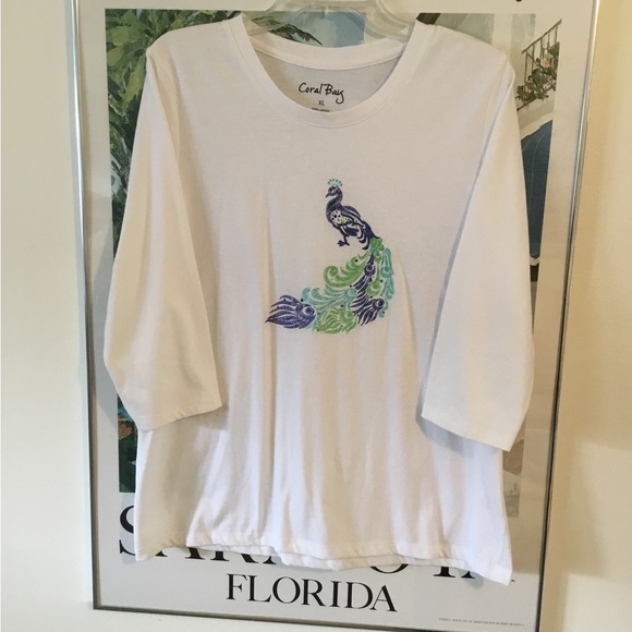 Coral Bay 3/4 sleeve T-shirt. Size Medium. 60%, cotton 40% polyester. - Picture 1 of 6